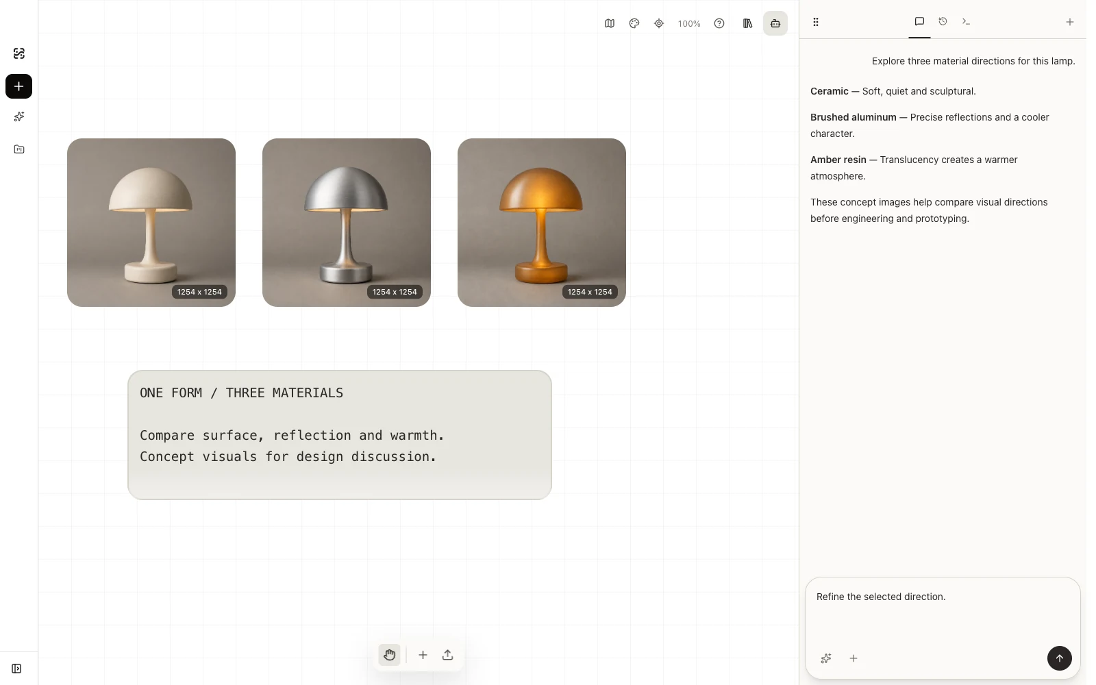 One lamp. Three material directions.