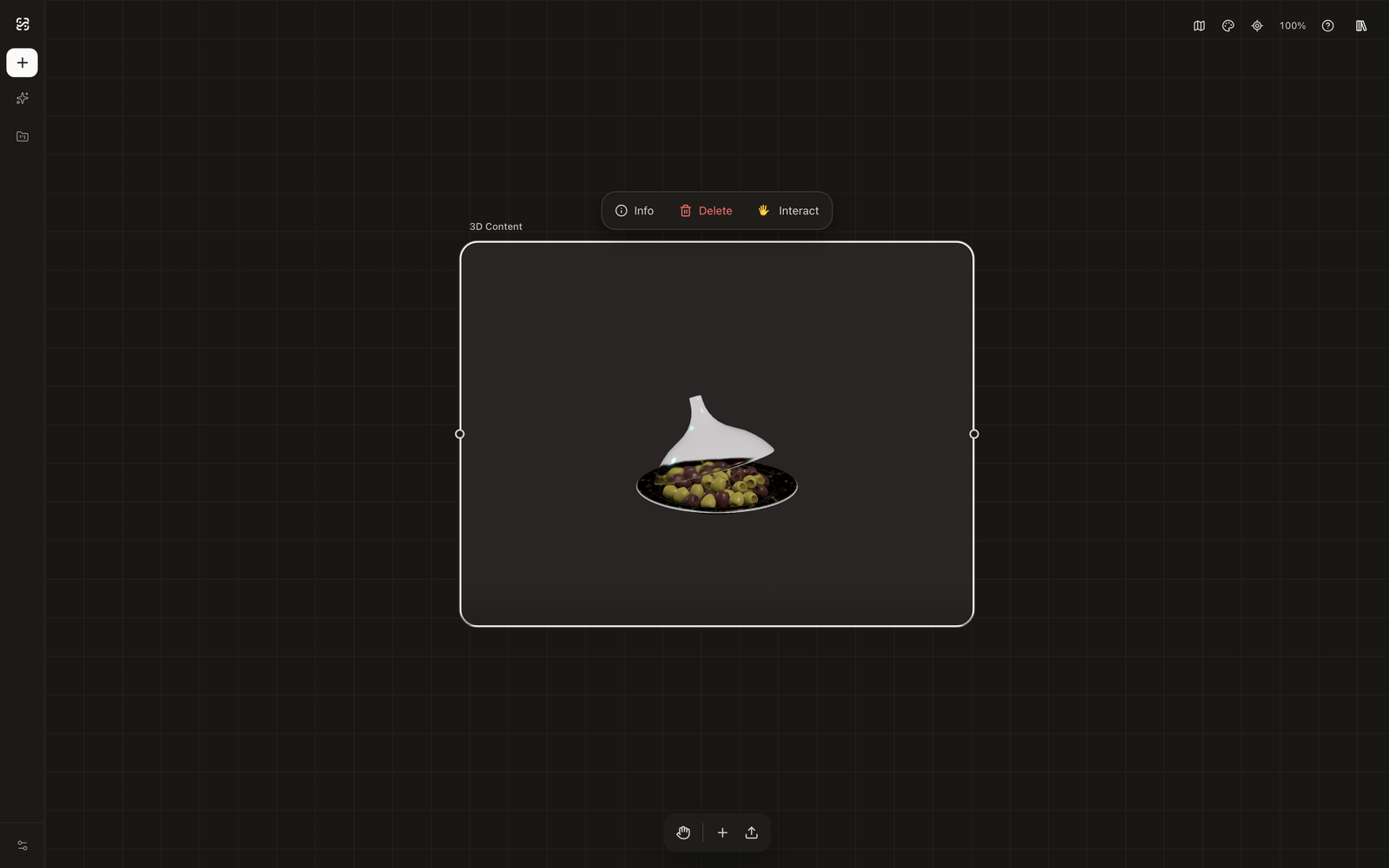 The canvas with the reflective model node placed on it