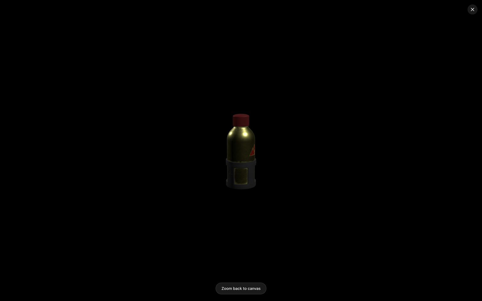 A sports water bottle model framed at a hero angle in the 3D view